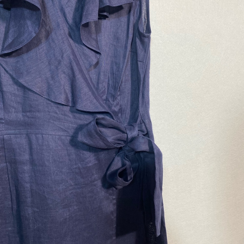 Neiman Marcus Navy Linen Wrap Dress size small - Picture 4 of 11
